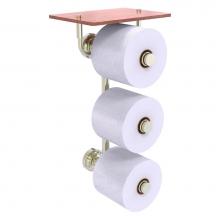 Allied Brass DT-35-3VS-IRW-PNI - Dottingham Collection 3 Roll Toilet Paper Holder with Wood Shelf - Polished Nickel