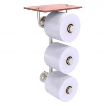 Allied Brass DT-35-3VS-IRW-SN - Dottingham Collection 3 Roll Toilet Paper Holder with Wood Shelf - Satin Nickel