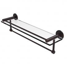 Allied Brass FR-1/22GTB-VB - Fresno Collection 22 Inch Glass Shelf with Vanity Rail and Integrated Towel Bar