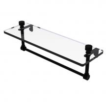 Allied Brass FT-1/16TB-BKM - Foxtrot 16 Inch Glass Vanity Shelf with Integrated Towel Bar