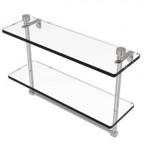 Allied Brass FT-2/16TB-SN - Foxtrot Collection 16 Inch Two Tiered Glass Shelf with Integrated Towel Bar