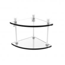 Allied Brass FT-3-WHM - Foxtrot Collection Two Tier Corner Glass Shelf