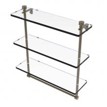 Allied Brass FT-5/16TB-ABR - Foxtrot Collection 16 Inch Triple Tiered Glass Shelf with Integrated Towel Bar