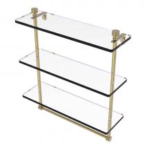 Allied Brass FT-5/16TB-UNL - Foxtrot Collection 16 Inch Triple Tiered Glass Shelf with Integrated Towel Bar