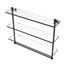 Allied Brass FT-5/22TB-ABZ - Foxtrot Collection 22 Inch Triple Tiered Glass Shelf with Integrated Towel Bar