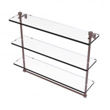 Allied Brass FT-5/22TB-CA - Foxtrot Collection 22 Inch Triple Tiered Glass Shelf with Integrated Towel Bar