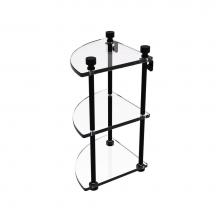 Allied Brass FT-6-BKM - Foxtrot Collection Three Tier Corner Glass Shelf