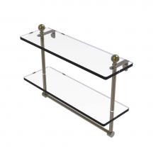 Allied Brass MA-2/16TB-ABR - Mambo Collection 16 Inch Two Tiered Glass Shelf with Integrated Towel Bar