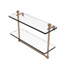 Allied Brass MA-2/16TB-BBR - Mambo Collection 16 Inch Two Tiered Glass Shelf with Integrated Towel Bar