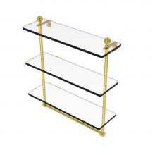 Allied Brass MA-5/16TB-PB - Mambo Collection 16 Inch Triple Tiered Glass Shelf with Integrated Towel Bar