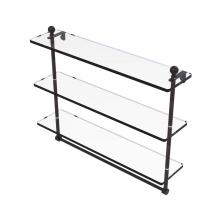 Allied Brass MA-5/22TB-VB - Mambo Collection 22 Inch Triple Tiered Glass Shelf with Integrated Towel Bar