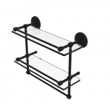 Allied Brass MC-2TB/16-GAL-ORB - Monte Carlo Collection 16 Inch Gallery Double Glass Shelf with Towel Bar