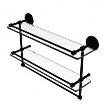 Allied Brass MC-2TB/22-GAL-BKM - 22 Inch Gallery Double Glass Shelf with Towel Bar