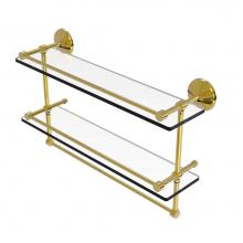 Allied Brass MC-2TB/22-GAL-PB - 22 Inch Gallery Double Glass Shelf with Towel Bar