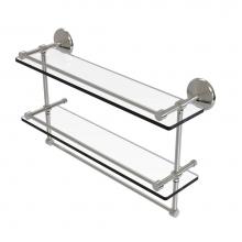Allied Brass MC-2TB/22-GAL-SN - 22 Inch Gallery Double Glass Shelf with Towel Bar