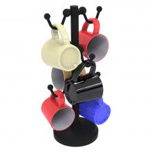 Allied Brass MGH-81G-BKM - Countertop 6 Coffee Mug Holder with Grooved Detail - Matte Black