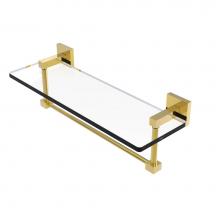 Allied Brass MT-1-16TB-PB - Montero Collection 16 Inch Glass Vanity Shelf with Integrated Towel Bar