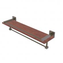 Allied Brass MT-1-22TB-GAL-IRW-ABR - Montero Collection 22 Inch IPE Ironwood Shelf with Gallery Rail and Towel Bar