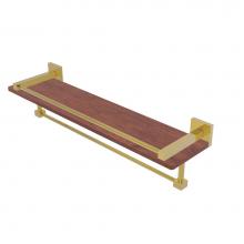 Allied Brass MT-1-22TB-GAL-IRW-PB - Montero Collection 22 Inch IPE Ironwood Shelf with Gallery Rail and Towel Bar