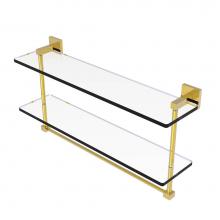 Allied Brass MT-2-22TB-PB - Montero Collection 22 Inch Two Tiered Glass Shelf with Integrated Towel Bar