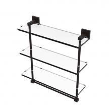Allied Brass MT-5-16TB-ORB - Montero Collection 16 Inch Triple Tiered Glass Shelf with integrated towel bar