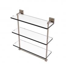 Allied Brass MT-5-16TB-PEW - Montero Collection 16 Inch Triple Tiered Glass Shelf with integrated towel bar