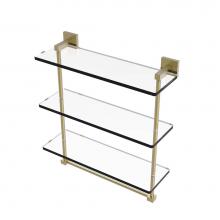 Allied Brass MT-5-16TB-SBR - Montero Collection 16 Inch Triple Tiered Glass Shelf with integrated towel bar