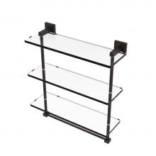 Allied Brass MT-5-16TB-VB - Montero Collection 16 Inch Triple Tiered Glass Shelf with integrated towel bar