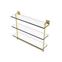 Allied Brass MT-5-22TB-PB - Montero Collection 22 Inch Triple Tiered Glass Shelf with integrated towel bar