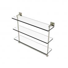 Allied Brass MT-5-22TB-PNI - Montero Collection 22 Inch Triple Tiered Glass Shelf with integrated towel bar