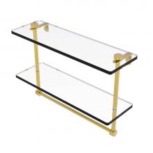 Allied Brass NS-2/16TB-PB - 16 Inch Two Tiered Glass Shelf with Integrated Towel Bar