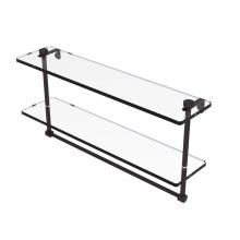 Allied Brass NS-2/22TB-ABZ - 22 Inch Two Tiered Glass Shelf with Integrated Towel Bar