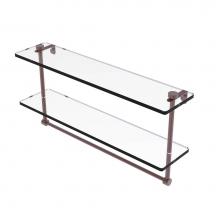 Allied Brass NS-2/22TB-CA - 22 Inch Two Tiered Glass Shelf with Integrated Towel Bar