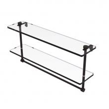 Allied Brass NS-2/22TB-ORB - 22 Inch Two Tiered Glass Shelf with Integrated Towel Bar