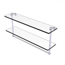 Allied Brass NS-2/22TB-SCH - 22 Inch Two Tiered Glass Shelf with Integrated Towel Bar