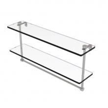 Allied Brass NS-2/22TB-SN - 22 Inch Two Tiered Glass Shelf with Integrated Towel Bar