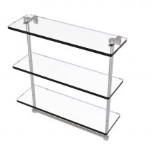 Allied Brass NS-5/16TB-SN - 16 Inch Triple Tiered Glass Shelf with Integrated Towel Bar