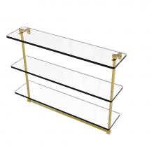 Allied Brass NS-5/22TB-PB - 22 Inch Triple Tiered Glass Shelf with Integrated Towel Bar