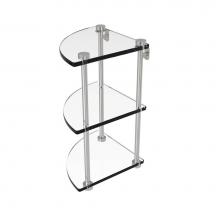 Allied Brass NS-6-SN - Three Tier Corner Glass Shelf