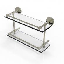 Allied Brass P1000-2/16-GAL-PNI - 16 Inch Tempered Double Glass Shelf with Gallery Rail