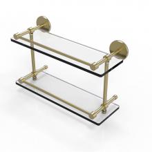 Allied Brass P1000-2/16-GAL-SBR - 16 Inch Tempered Double Glass Shelf with Gallery Rail