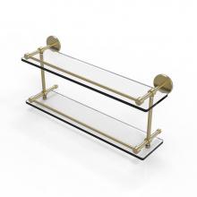 Allied Brass P1000-2/22-GAL-SBR - 22 Inch Tempered Double Glass Shelf with Gallery Rail