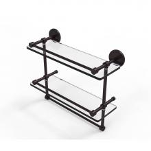 Allied Brass P1000-2TB/16-GAL-ABZ - 16 Inch Gallery Double Glass Shelf with Towel Bar