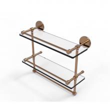 Allied Brass P1000-2TB/16-GAL-BBR - 16 Inch Gallery Double Glass Shelf with Towel Bar