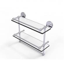 Allied Brass P1000-2TB/16-GAL-SCH - 16 Inch Gallery Double Glass Shelf with Towel Bar