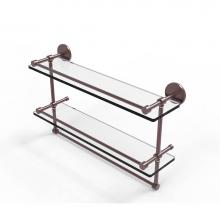 Allied Brass P1000-2TB/22-GAL-CA - 22 Inch Gallery Double Glass Shelf with Towel Bar