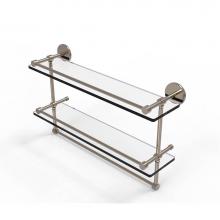 Allied Brass P1000-2TB/22-GAL-PEW - 22 Inch Gallery Double Glass Shelf with Towel Bar