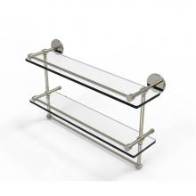 Allied Brass P1000-2TB/22-GAL-PNI - 22 Inch Gallery Double Glass Shelf with Towel Bar