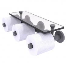 Allied Brass P1000-35-3S-GYM - Prestige Skyline Collection Horizontal Reserve 3 Roll Toilet Paper Holder with Glass Shelf - Matte