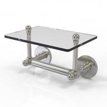 Allied Brass P1000-GLT-24-SN - Prestige Skyline Collection Two Post Toilet Tissue Holder with Glass Shelf